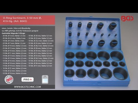 O-Ring-Sortiment 419-teilig Ø 3–50 mm aus NBR